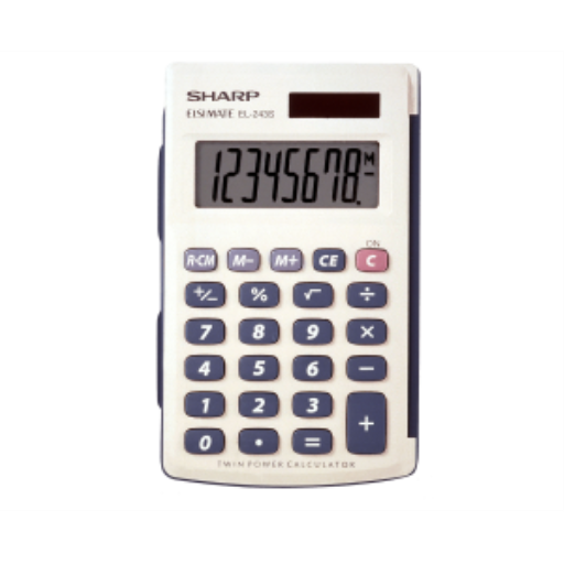 Calculatrice de poche 8 chiffres Sharp EL243S ? Double alimentation solaire et pile avec étui de protection