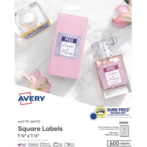 22805 PRINTTOTHEEDGE SQUARE LABELS 1 1/2" X 1 1/2", 25 SH