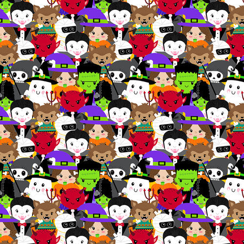 Petits Monstres - Emily Elizabeth - Collage de fêtards d'Halloween - Gris