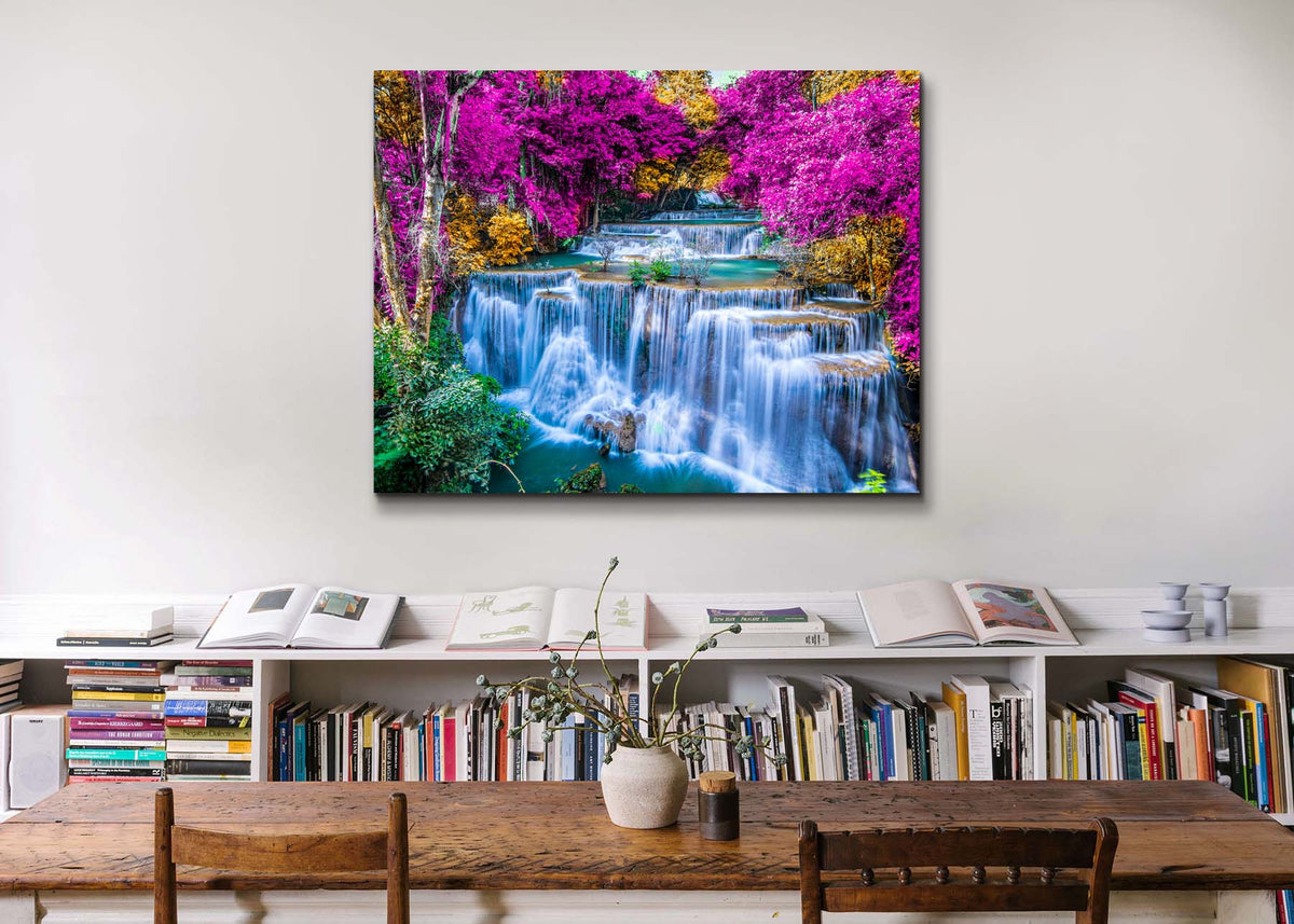 Art mural faunique - Paysage de cascades majestueuses - Impression sur toile
