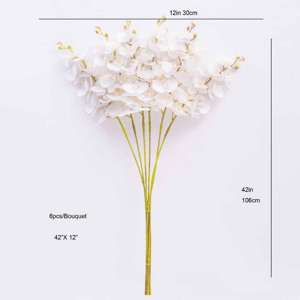 Bouquet d'orchidées artificielles blanches Zuna 106,7 cm x 30,5 cm (lot de 6)