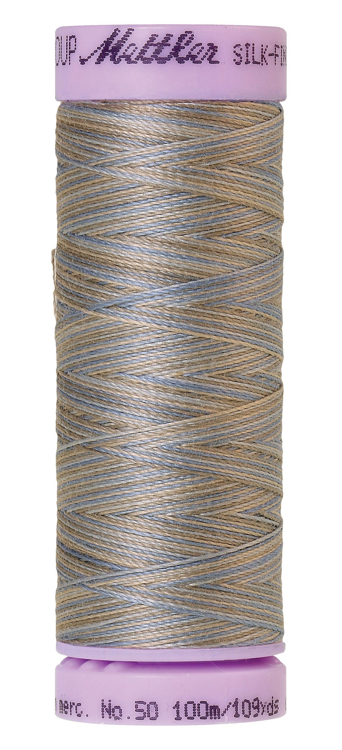 Fil de coton Mettler Silk-Finish 50 wt, panaché, 109 verges/100 m, bleus argentés