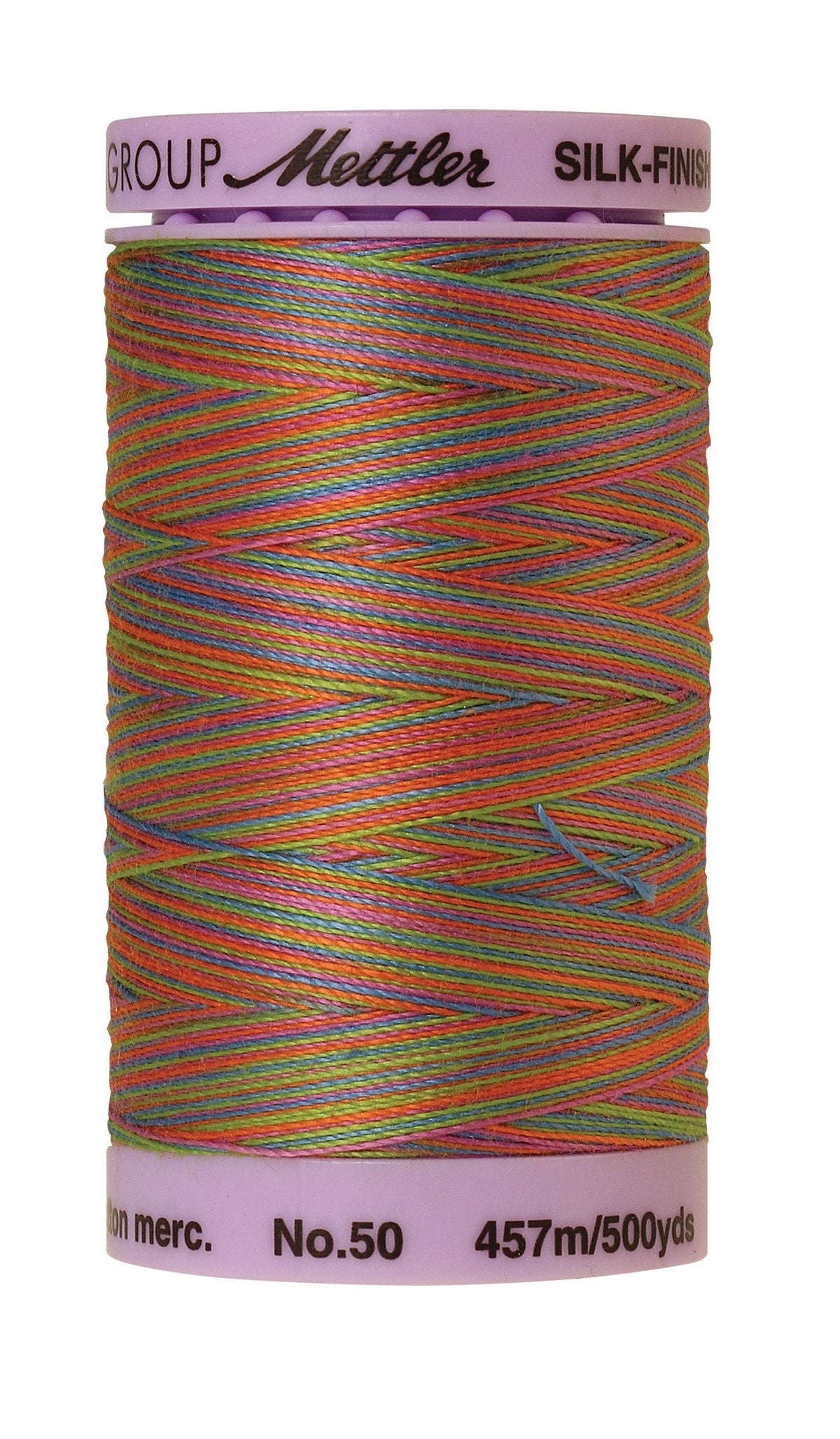 Mettler Silk-Finish 50wt Variegated Cotton Thread 500yd/457M Preppy Brights