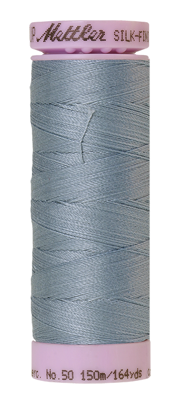 Fil à coudre en coton Mettler Silk-finish 50wt, 164 verges/150 m, uni, bleu Speedwell