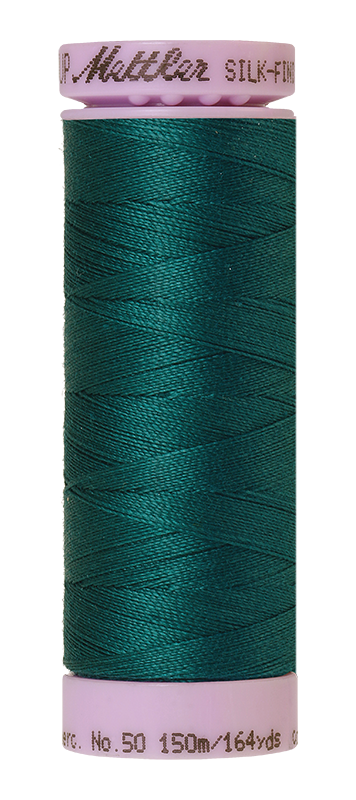 Fil à coudre en coton Mettler Silk-finish 50wt, 164 verges/150 m, couleur Tidepool