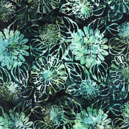 Timeless Treasures Tonga Batik - Batiks avec grandes dahlias Épicéa - B1649-SPRUCE