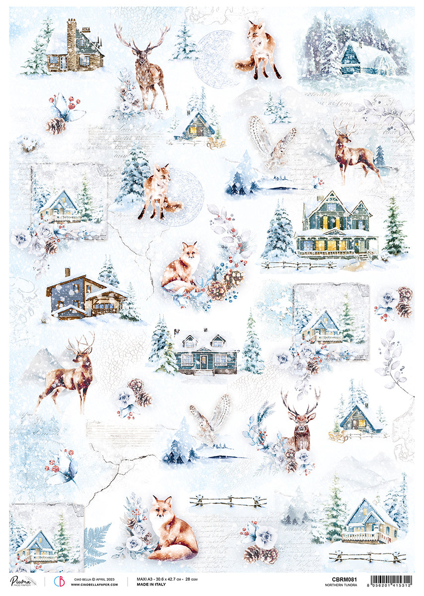 Ciao Bella Papier de Riz A3 Piuma Northern Tundra - 3 Feuilles