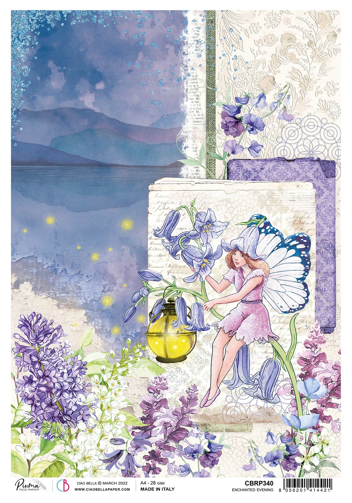 Ciao Bella Papier de Riz A4 Piuma Soirée Enchantée - 5 Feuilles