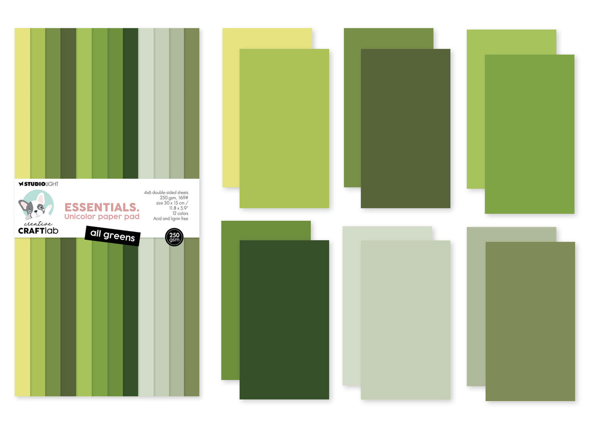 Bloc de papier unicolore CCL toutes les nuances de vert Essentiels