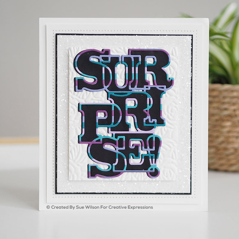 Matrices de découpe et tampons Surprise Big Bold Words de Sue Wilson