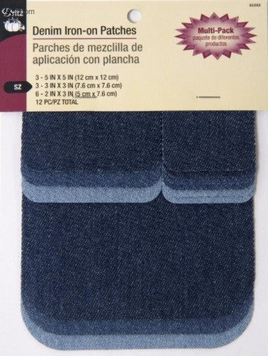 Patchs thermocollants en jean, couleurs et tailles assorties, 12 pièces - DZ55282