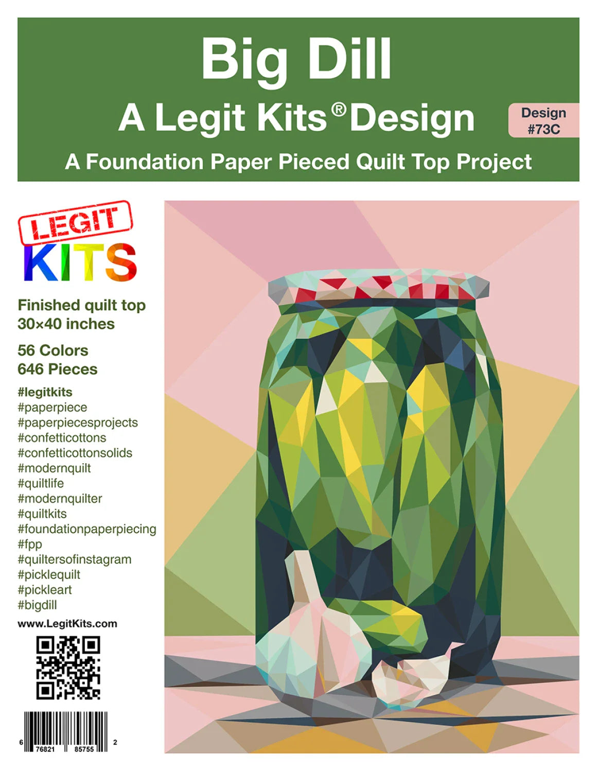 Legit Kits - Grand Motif de Piecing sur Papier de Fondation Aneth