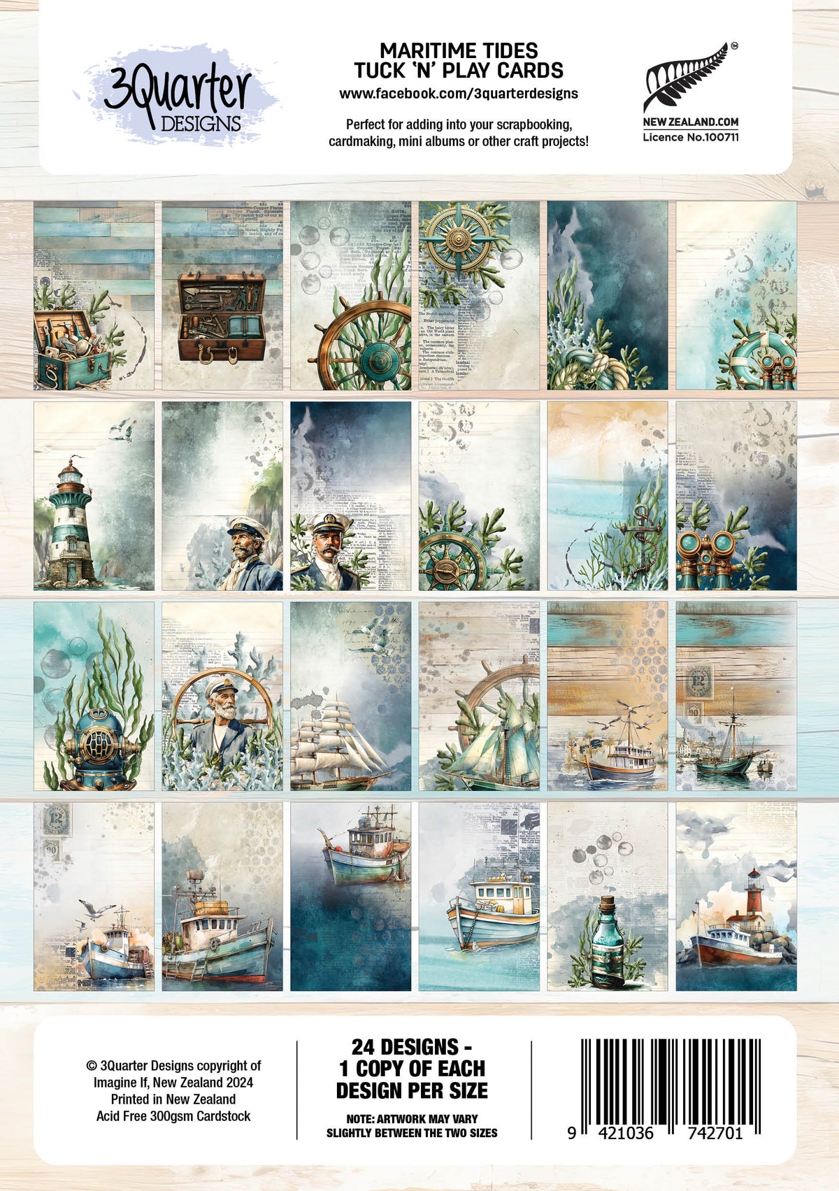3Quarter Designs Maritime Tides - Cartes Tuck N Play