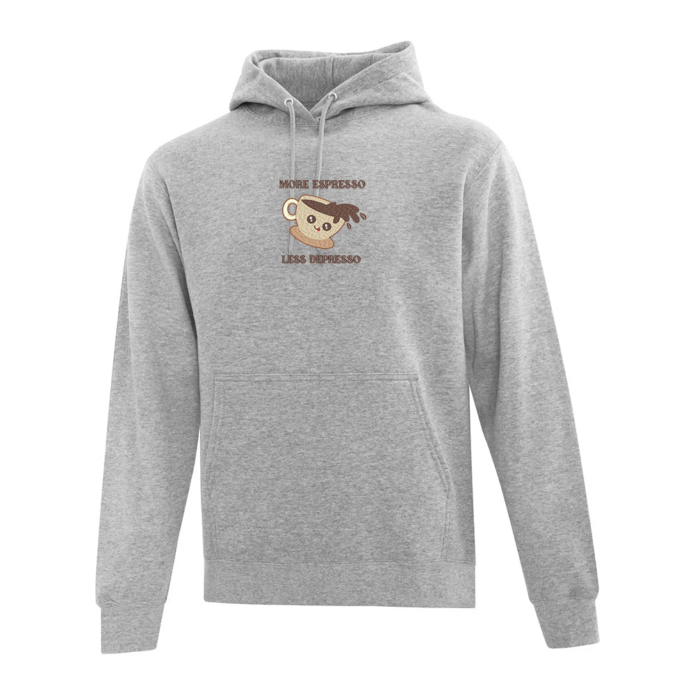 Sweat à capuche brodé « More Espresso Less Depresso »