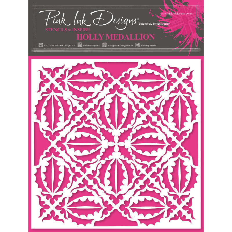 Pochoir Pink Ink Designs Holly Medallion 7 po x 7 po