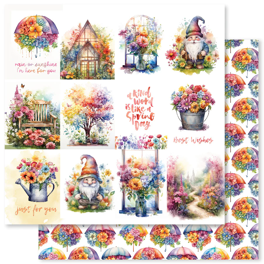 Papier Rainbow Garden A 12x12 (Lot de 12) 31485