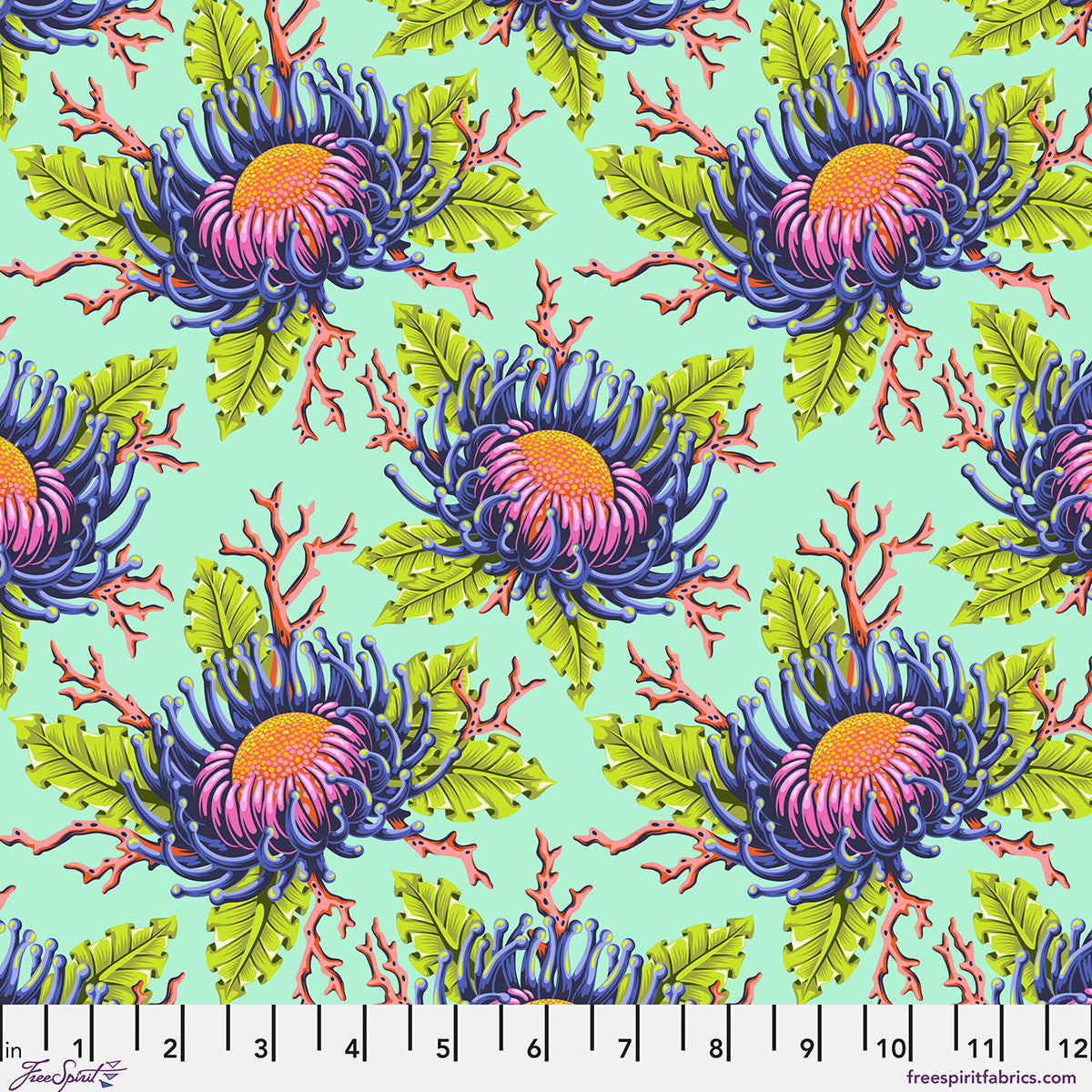 Tula Pink - Floral Reef - Friends & Anemones - Seafoam - PWTP265.SEAFOAM