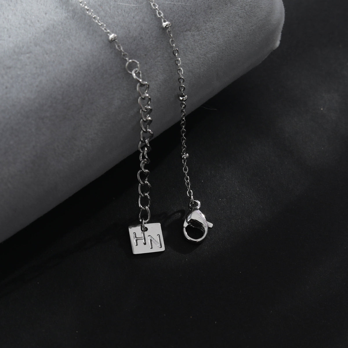 RIHANNA Beaded Chain Necklace with a Pavé Zirconia Serpent Pendant in Silver