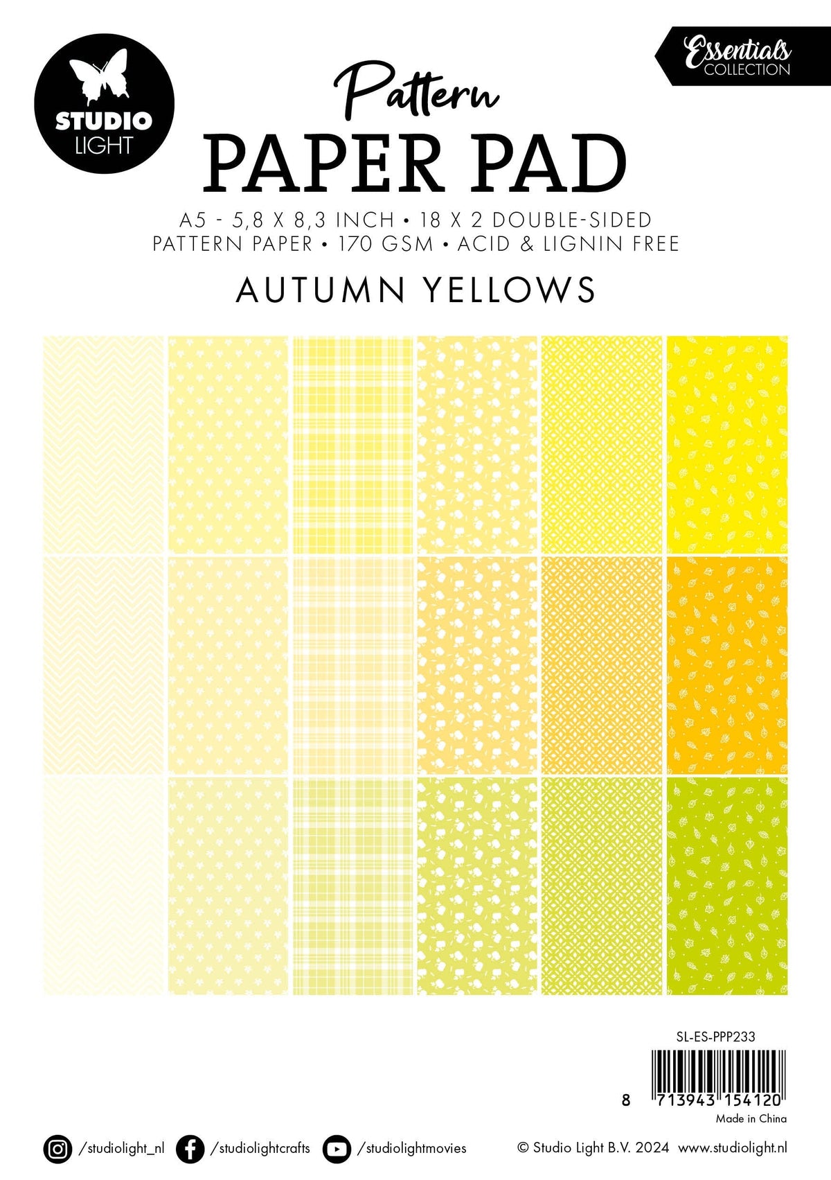 Bloc de papier à motifs SL Les Essentiels Jaunes d'Automne 36 feuilles