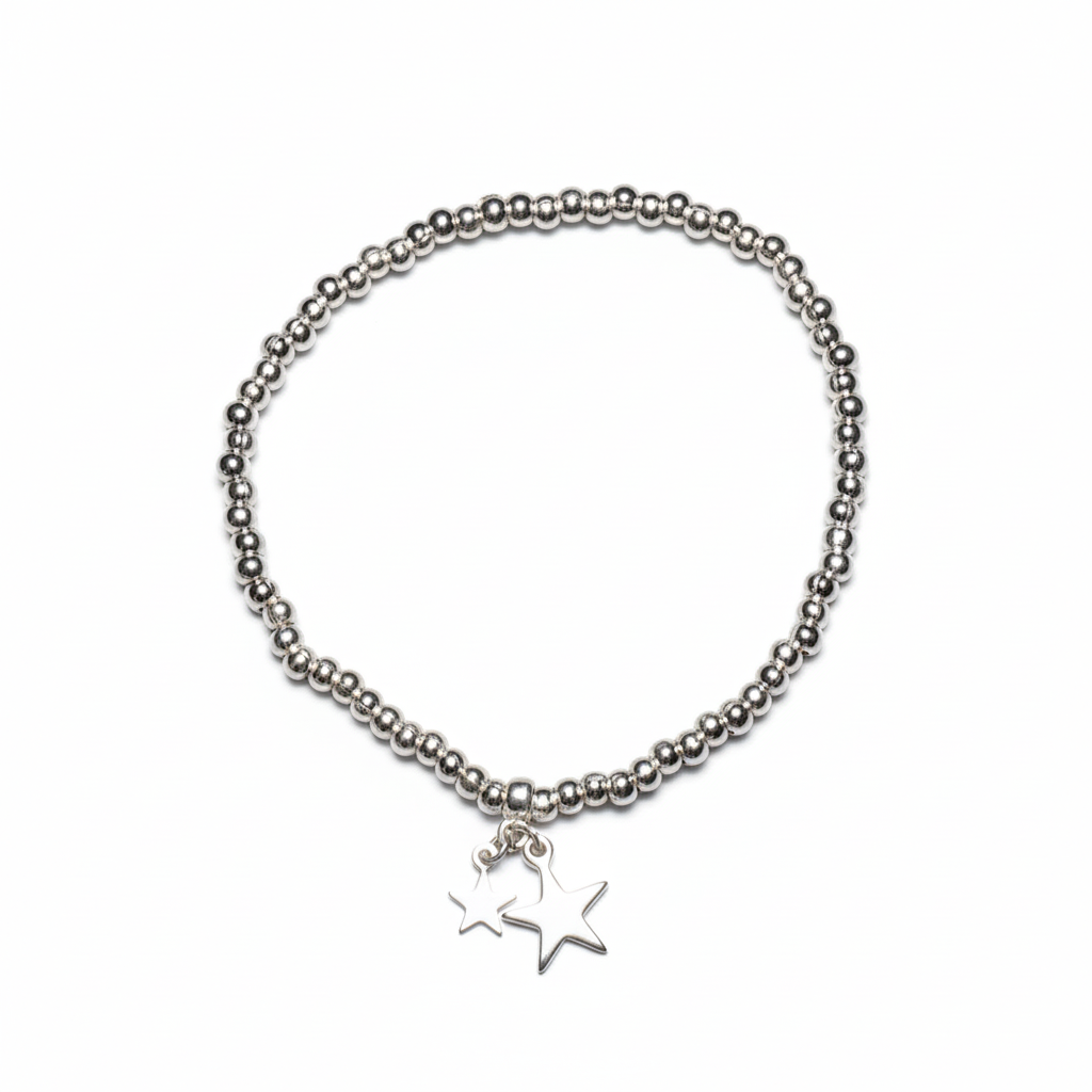 Bracelet à breloques étoiles en plaqué argent
