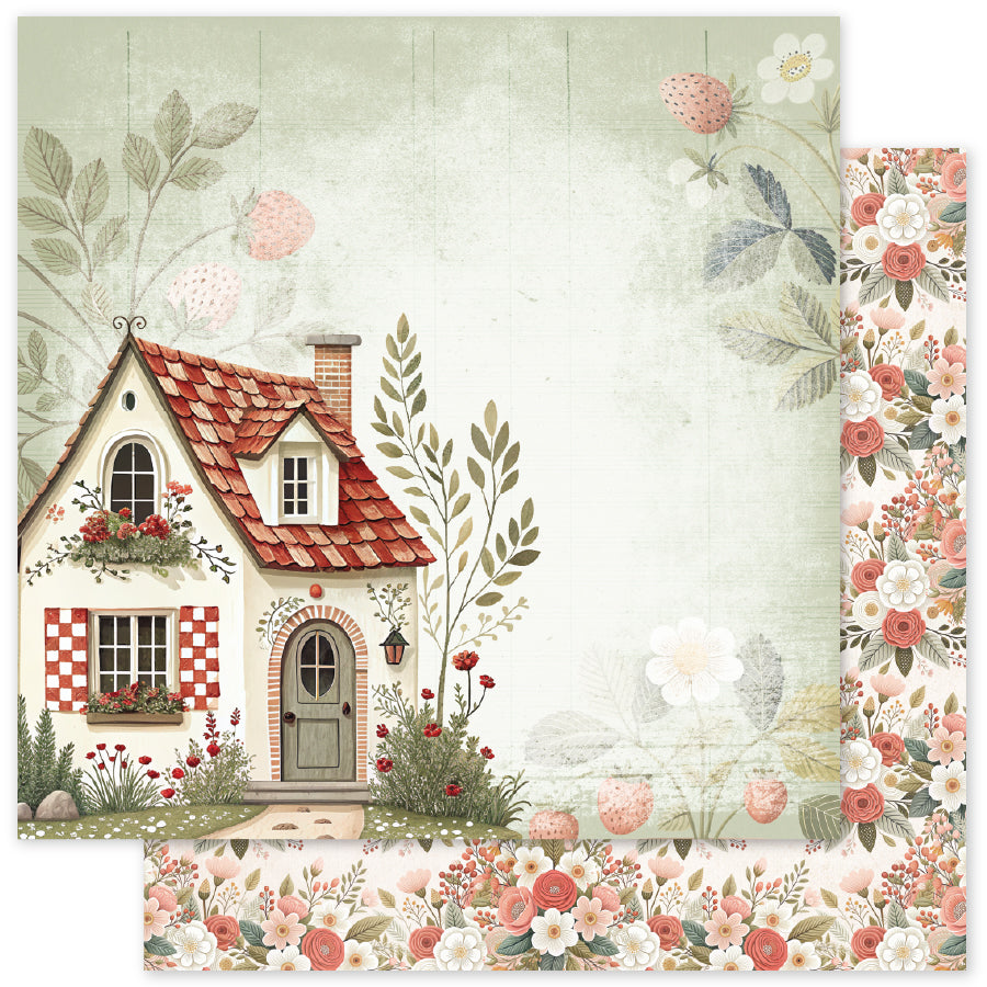 Papier Fraises Amies C 30,5 x 30,5 cm (Lot de 12) 34869