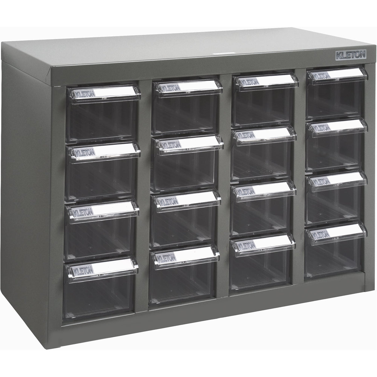 KPC-500 Parts Cabinet, Galvanized Steel, 16 Drawers, 18-3/10" x 8-7/10" x 13-4/5", Grey