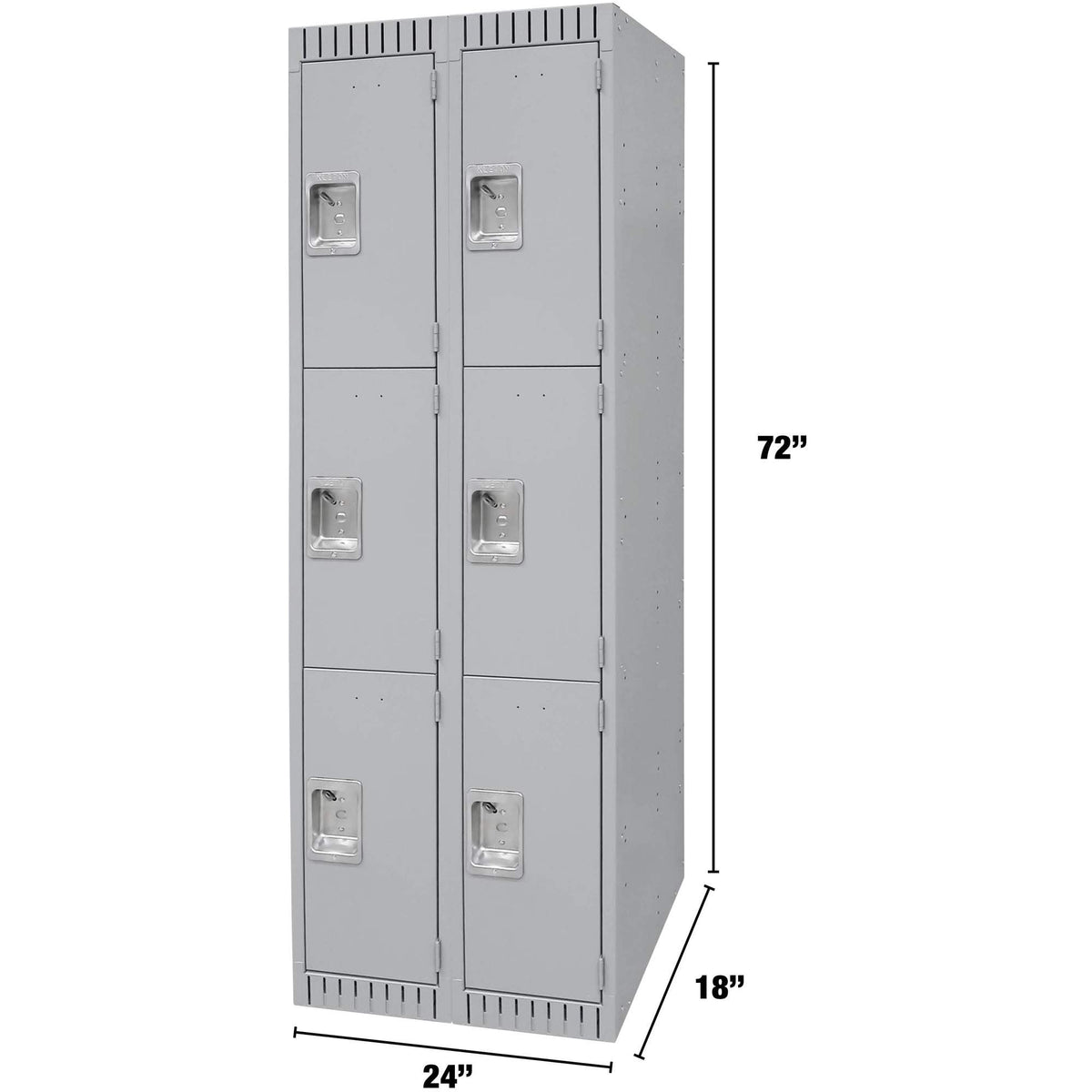 Casiers, 3 niveaux, batterie de 2, 24" x 18" x 72", Acier, Gris, Démonté