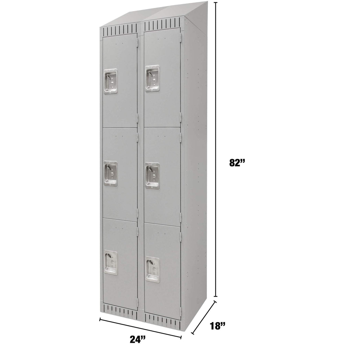 Vestiaires, 3 portes superposées, en batterie de 2, 61 x 46 x 208 cm, acier, gris, démonté