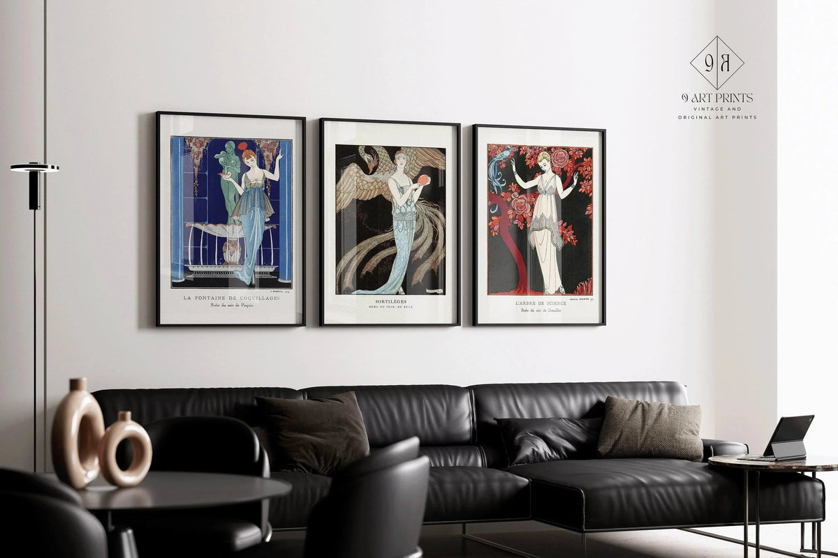 George Barbier STATEMENT TRIO | Famous Fashion Illustration Art Prints Nouveau available framed