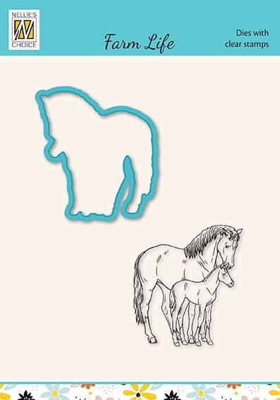 Nellies Choice Matrice et tampon - Vie à la ferme - Cheval et poulain