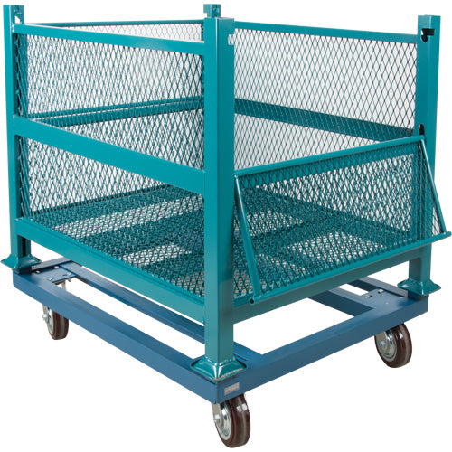 Diable pour conteneur grillagé ouvert, 102,9 cm L x 87,6 cm P x 25,4 cm H, capacité de 1360 kg