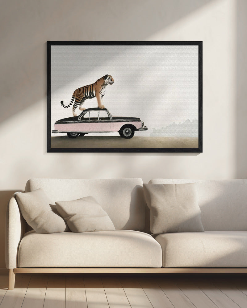 Art mural Tigre sur le toit d'une voiture