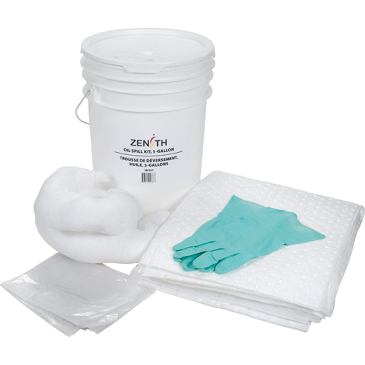 Kit anti-déversement Premium, produits pétroliers uniquement, seau, capacité d'absorption 5 gal US