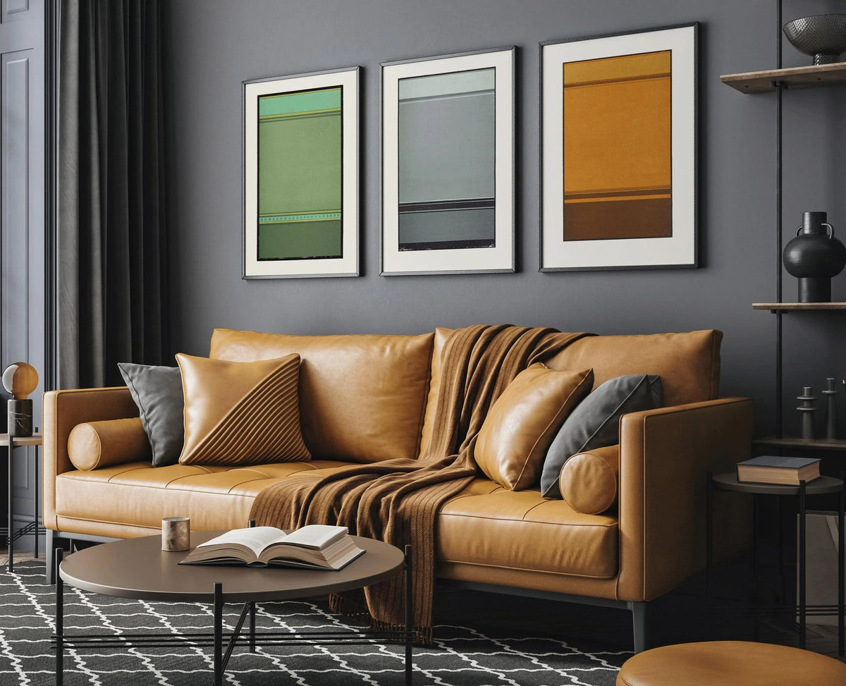 Art abstrait STATEMENT TRIO | Harmonie de lignes brisées | James Ward | Art moderne minimaliste disponible encadré