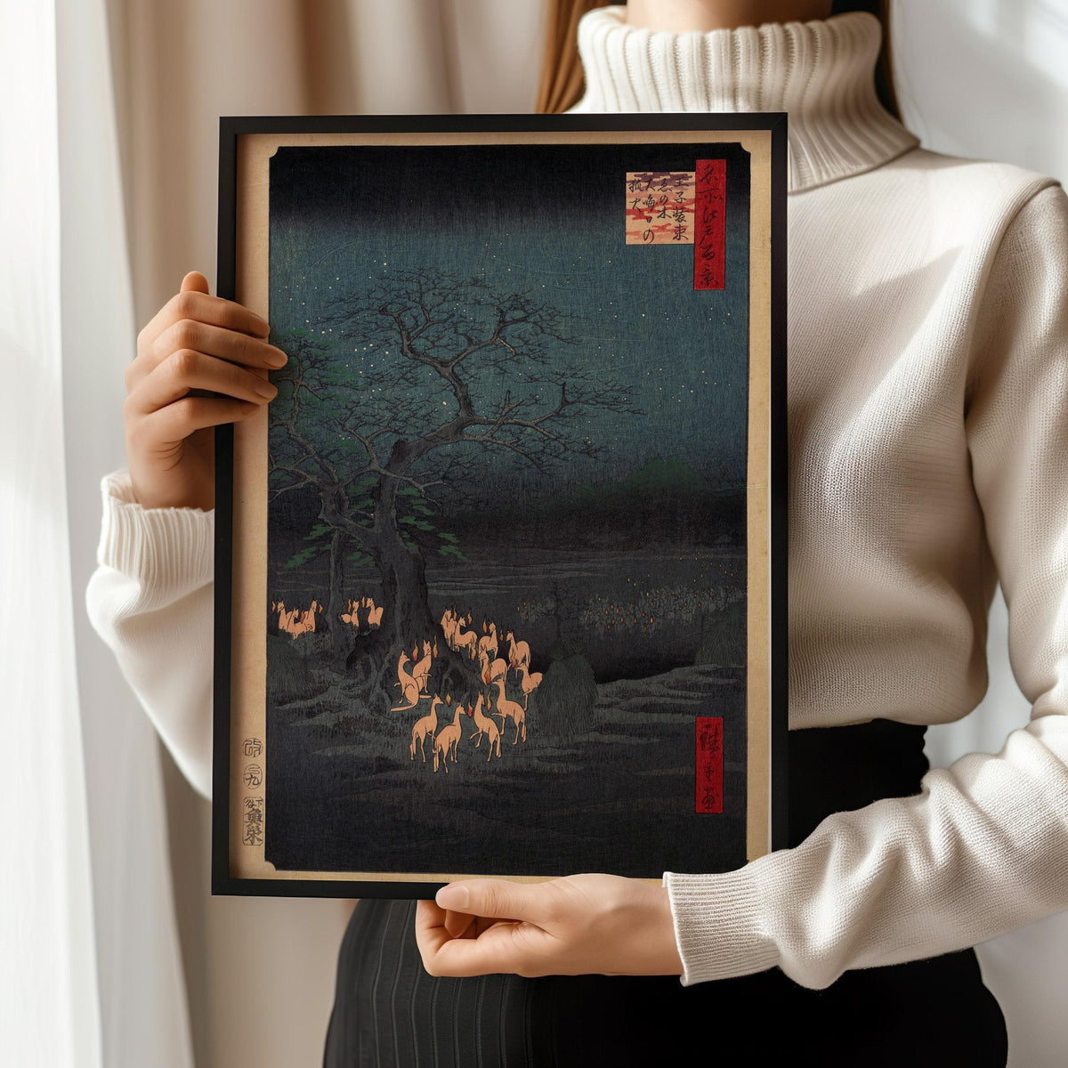 Estampe de renard d'Hiroshige : Art japonais vintage, Giclée d'art (Encadrement disponible)