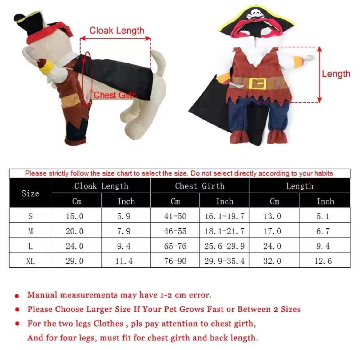 Déguisement de Pirate d'Halloween pour Chien – Tenue d'Aventure Effrayante pour Chiens