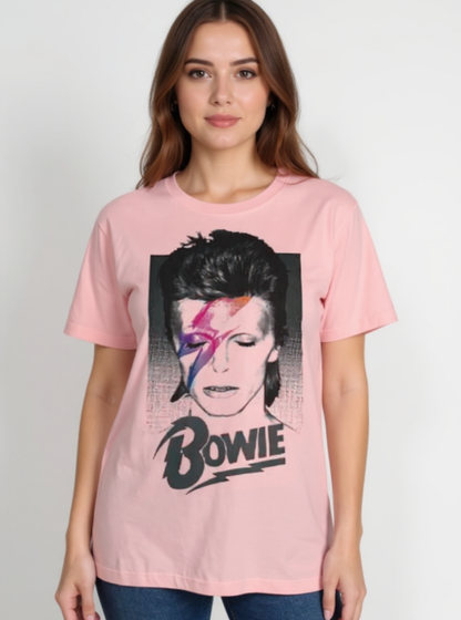 T-shirt David Bowie Ziggy (rose clair)