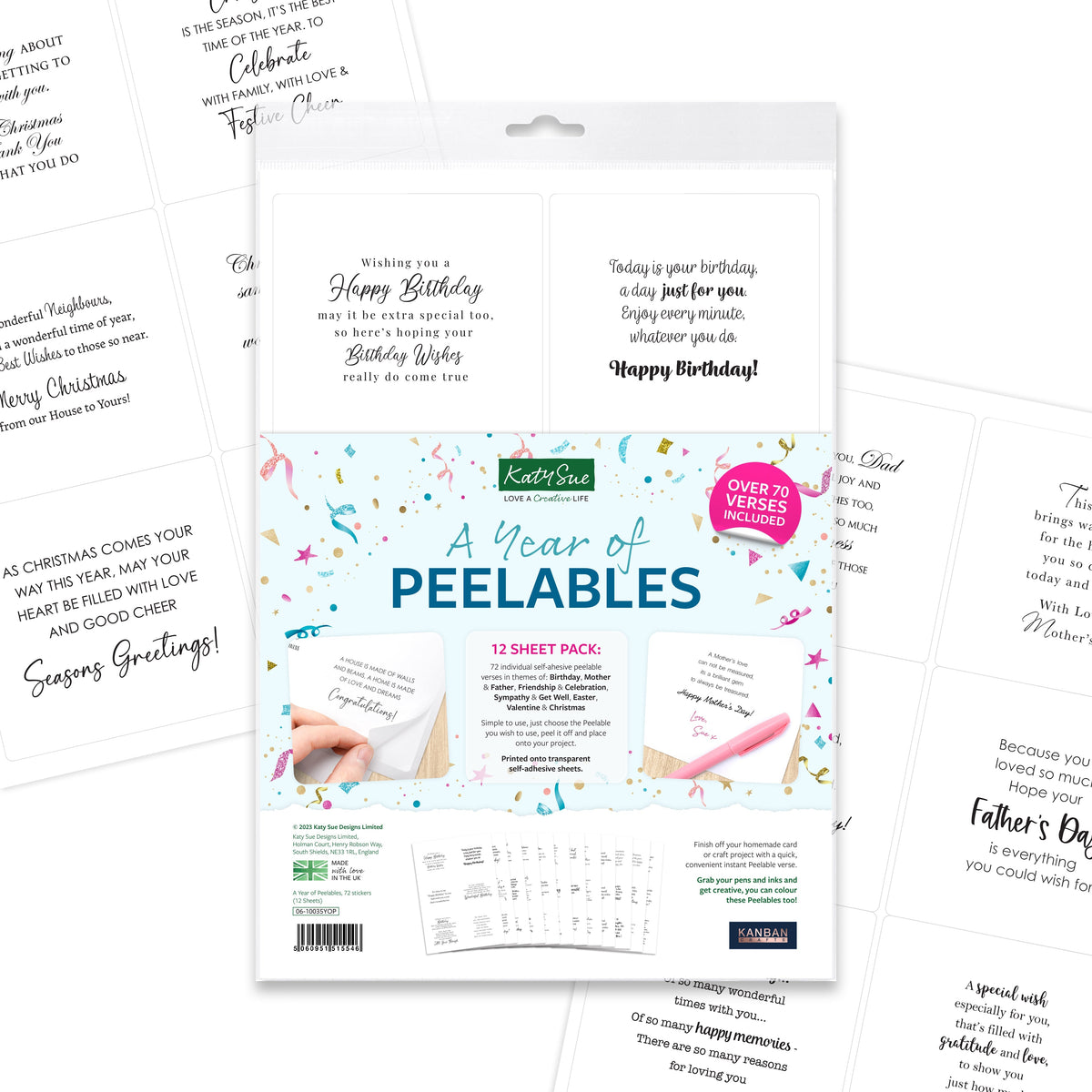 Kanban Crafts Une année d'autocollants, 72 autocollants pelables