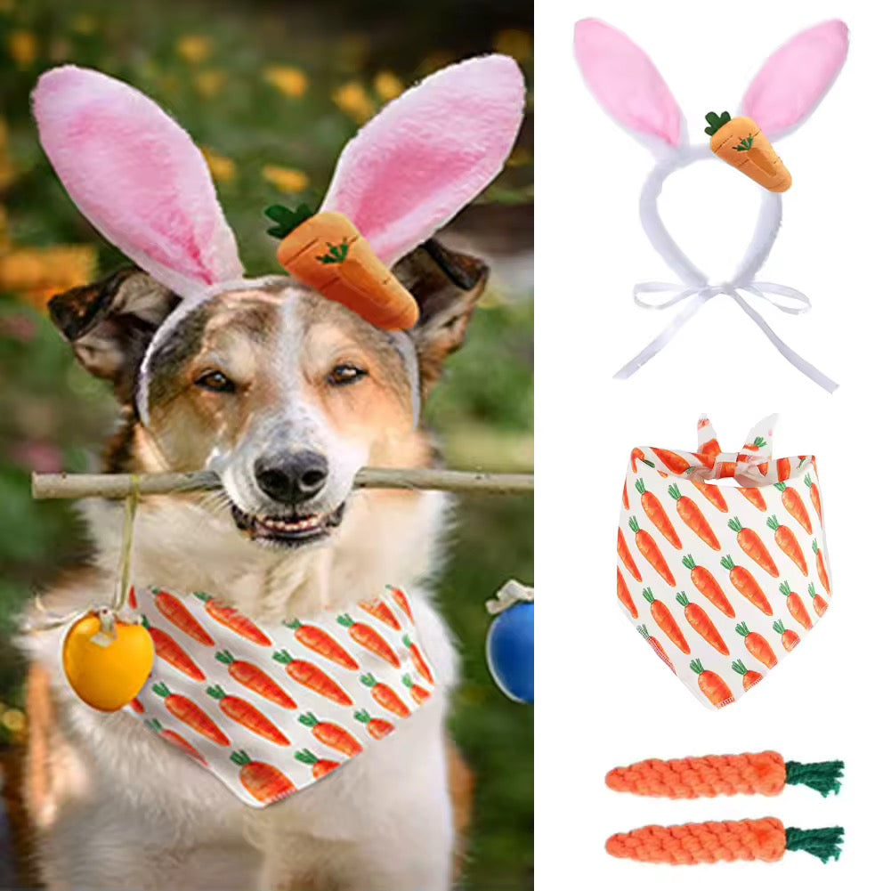 Ensemble Lapin de Pâques – Ensemble d'accessoires de luxe festifs pour animaux de compagnie