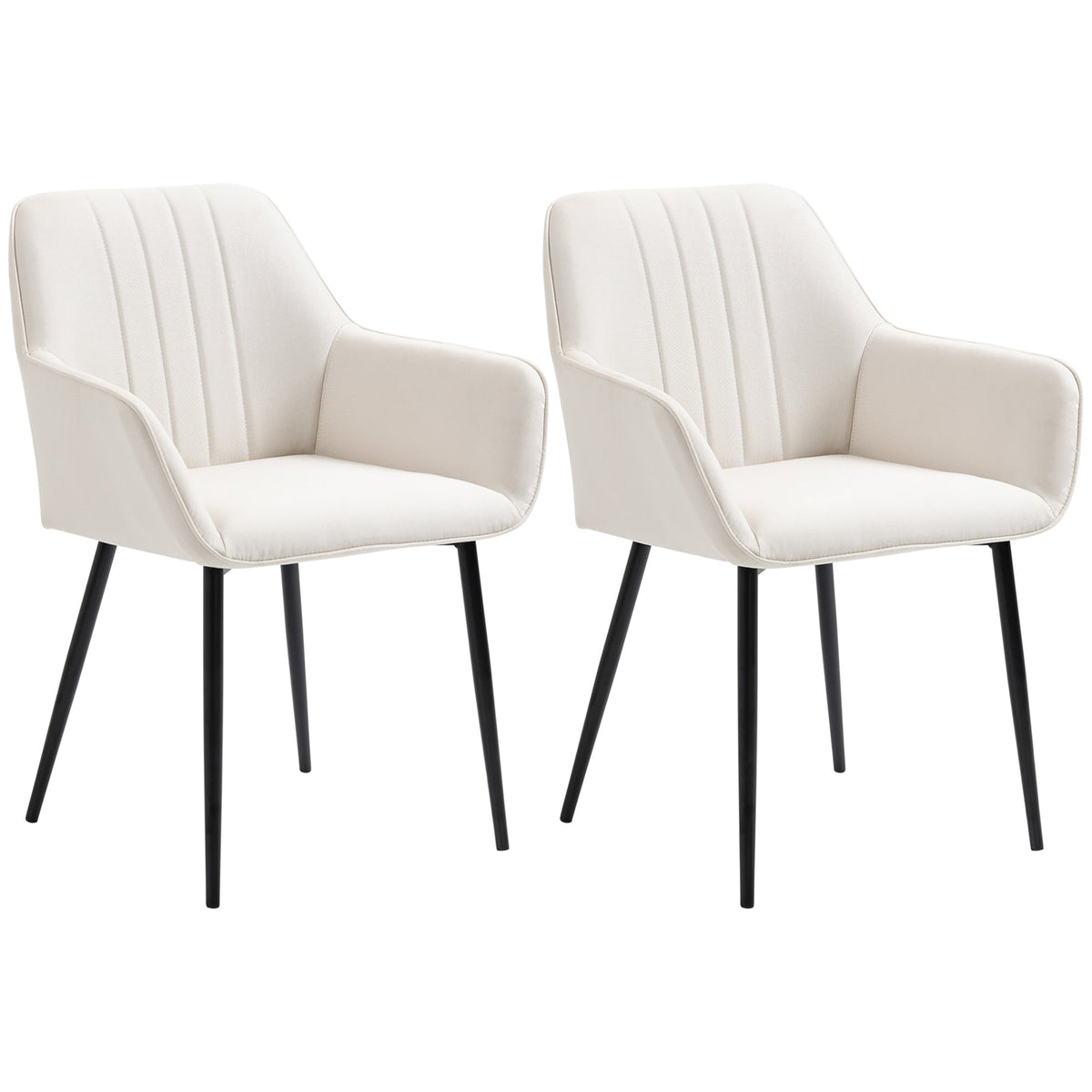 Lot de 2 chaises de salle à manger Robbie avec accoudoirs - Beige