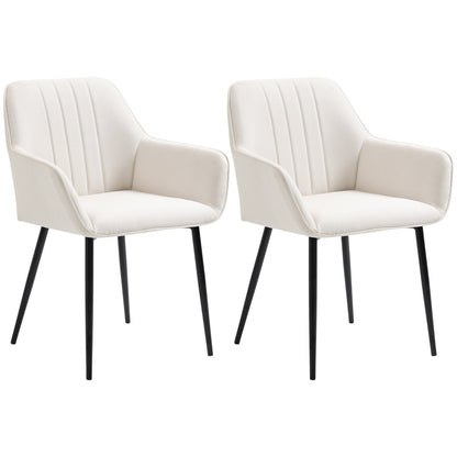 Lot de 2 chaises de salle à manger Robbie avec accoudoirs - Beige