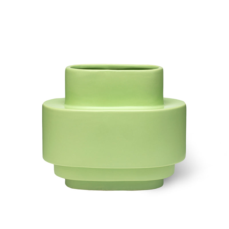 Vase en céramique superposé - Glaçure mate vert clair