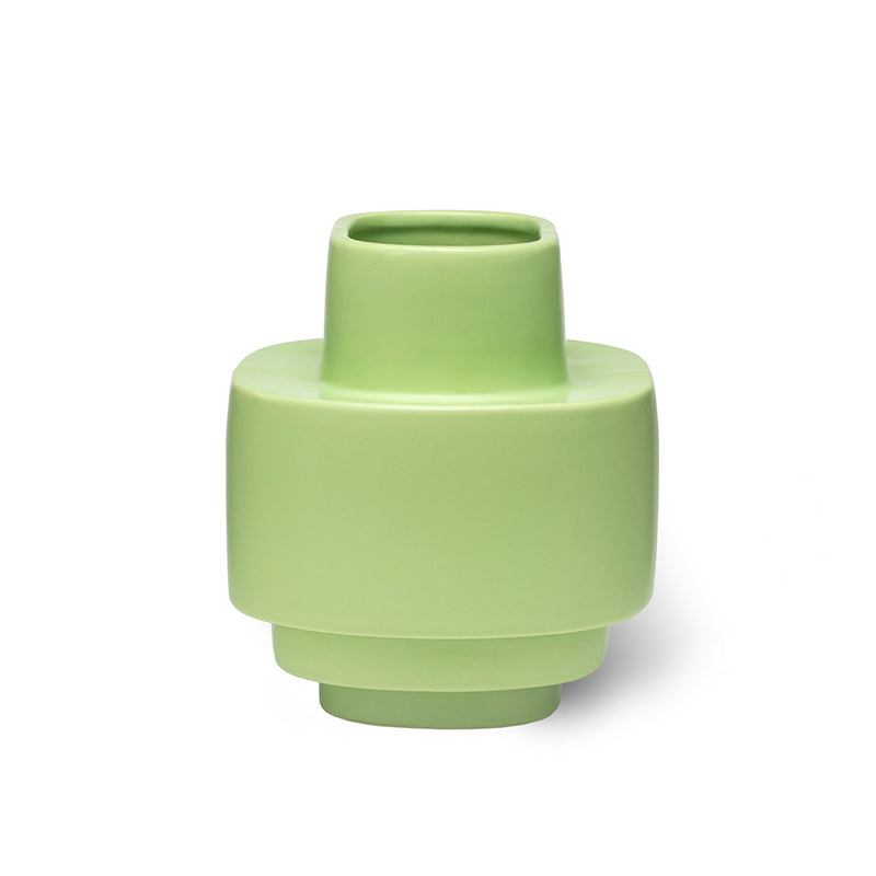 Vase en céramique superposé - Glaçure mate vert clair