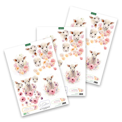 Découpage découpé à la presse - Animaux de Pâques et fleurs printanières (lot de 12)