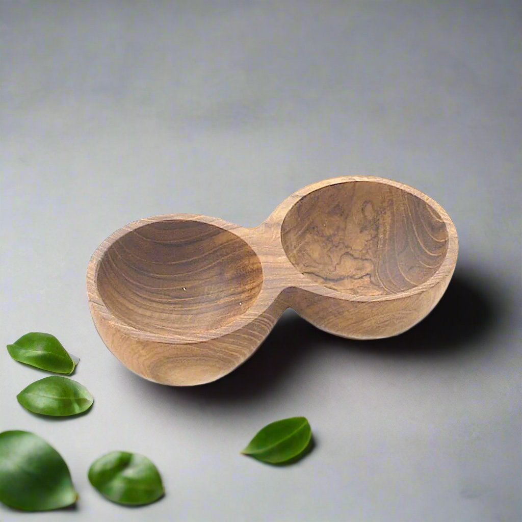 Double bol en bois à épices