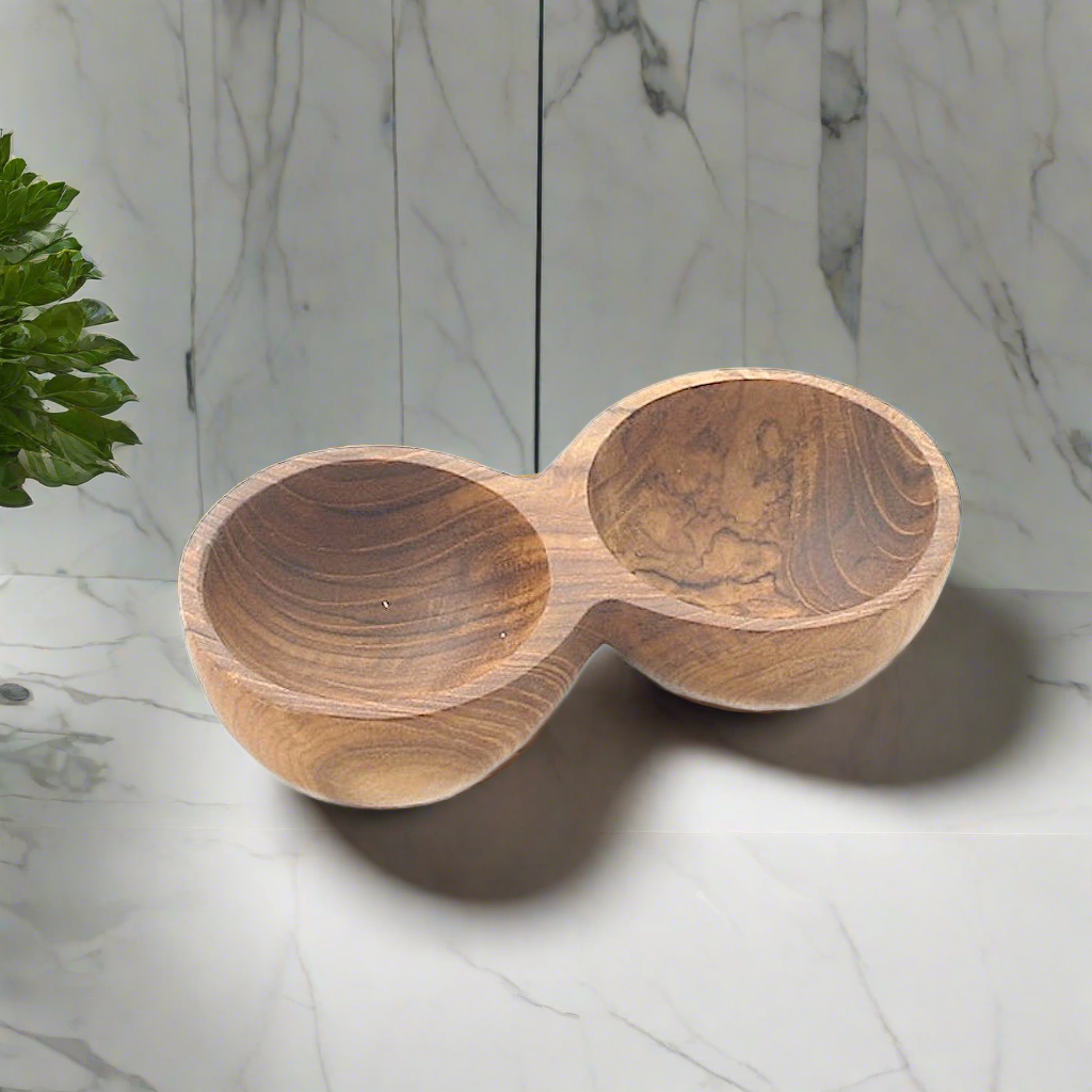 Double bol en bois à épices