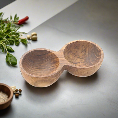 Double bol en bois à épices