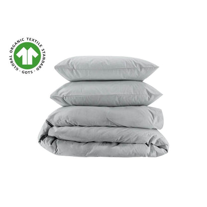 Housse de couette et taies d'oreiller en percale de coton bio essentielle