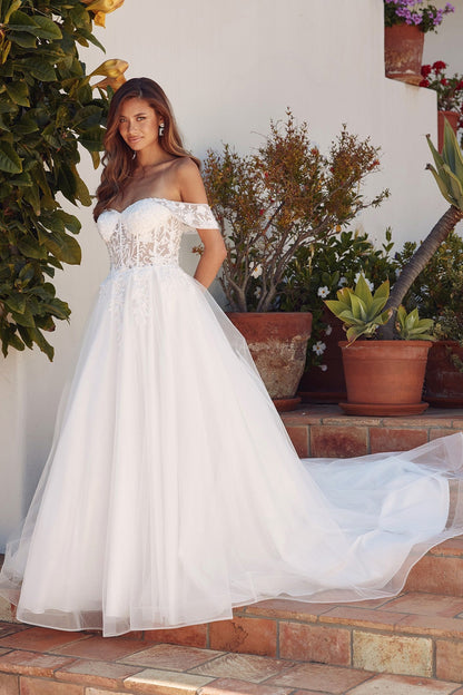 Robe de mariée bustier avec appliqués floraux