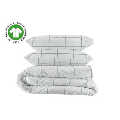 Housse de couette et taies d'oreiller en percale de coton bio essentielle